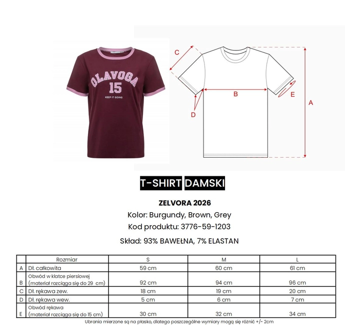 Koszulka damska T-shirt Olavoga Zelvora brązowa