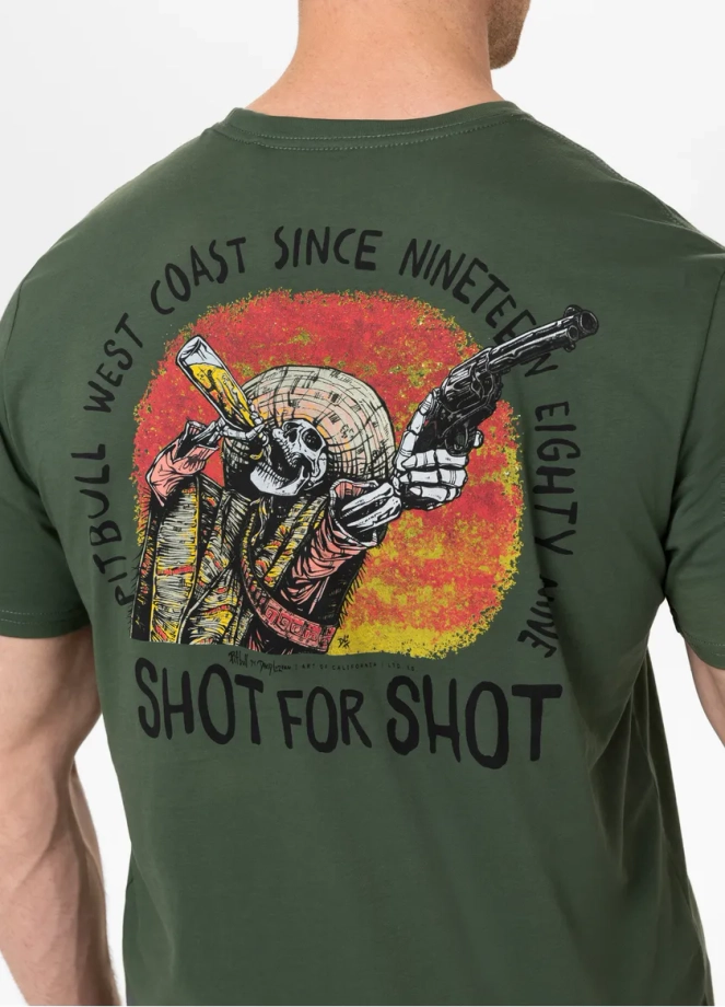 Koszulka męska T-Shirt Pit Bull Pitbull Shot For Shot zielona