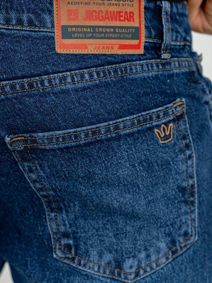 Spodnie męskie Jeans Jigga Wear Mini Haft Logo niebieskie