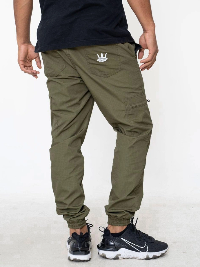 Spodnie Materiałowe Jogger Bojówki Jigga Wear Crown Ripstop Cargo khaki zielone