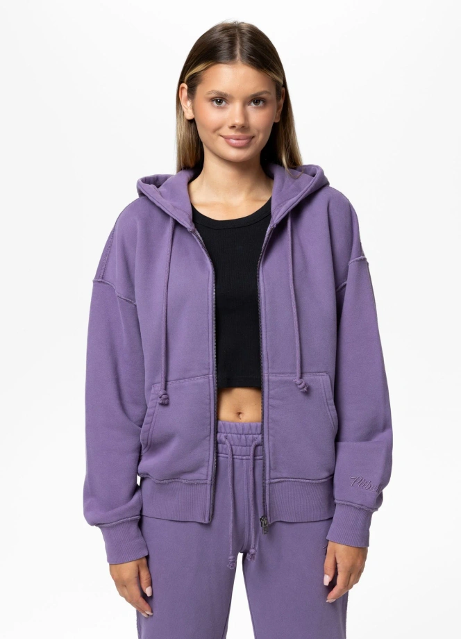 Bluza damska z kapturem ZIP Pitbull Washed Lovia fioletowa