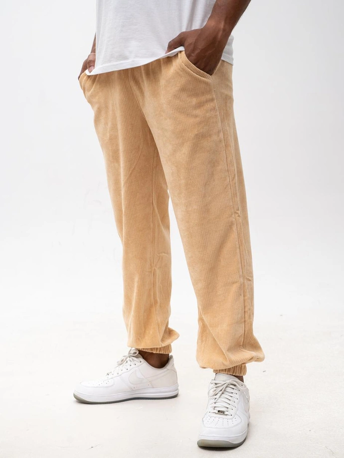 Spodnie męskie sztruksowe Jogger Jigga Wear Cord beżowe