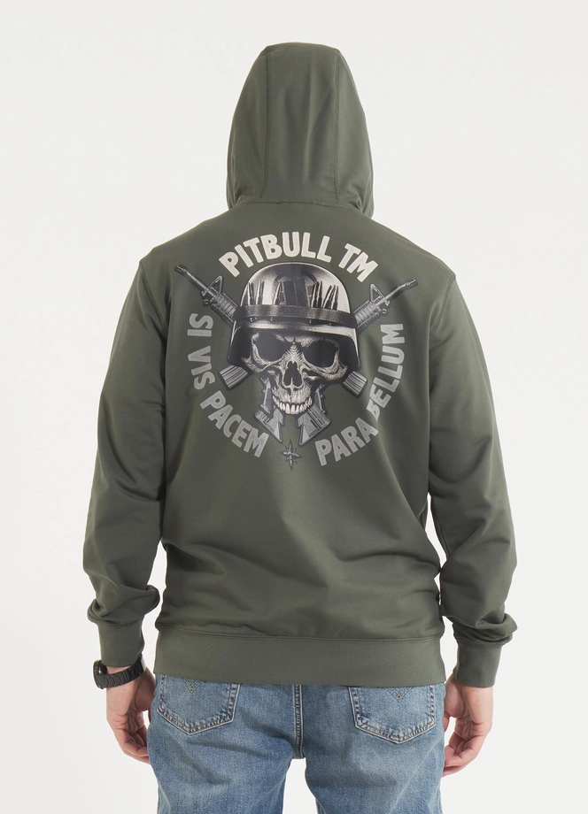 Bluza męska z kapturem Pitbull Pit Bull Para Bellum ZIP zielona