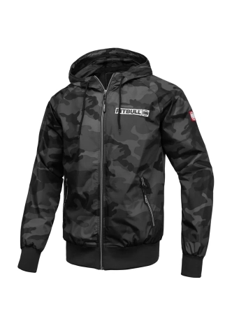 Kurtka męska wiosenna przejściowa Pit Bull Athletic Logo Nylon Jacket 25 wiatrówka all black camo czarna