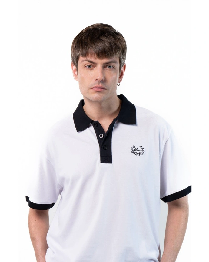 Koszulka męska Polo Moro Sport Mini Paris Laur biało/czarna