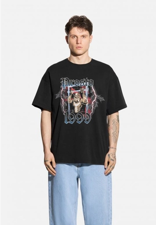 Koszulka męska t-shirt oversize Prosto Urbgym sprany czarny