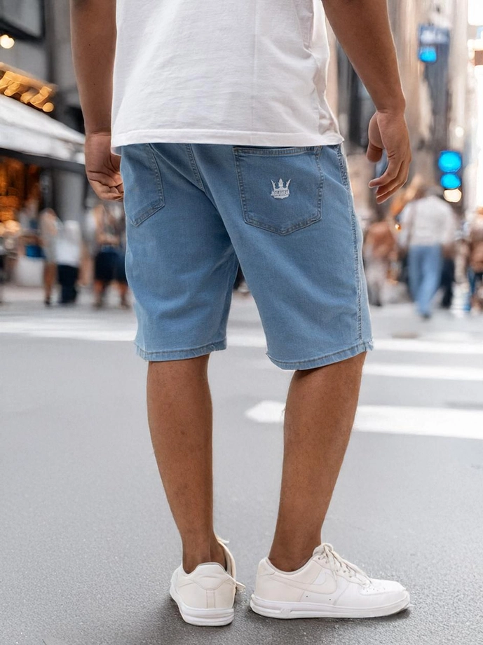 Spodenki szorty męskie jeans Baggy Jigga Wear Crown jasno niebieskie