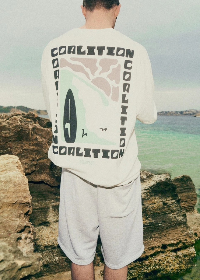 Koszulka męska t-shirt Coalition CLTN T Check kremowa