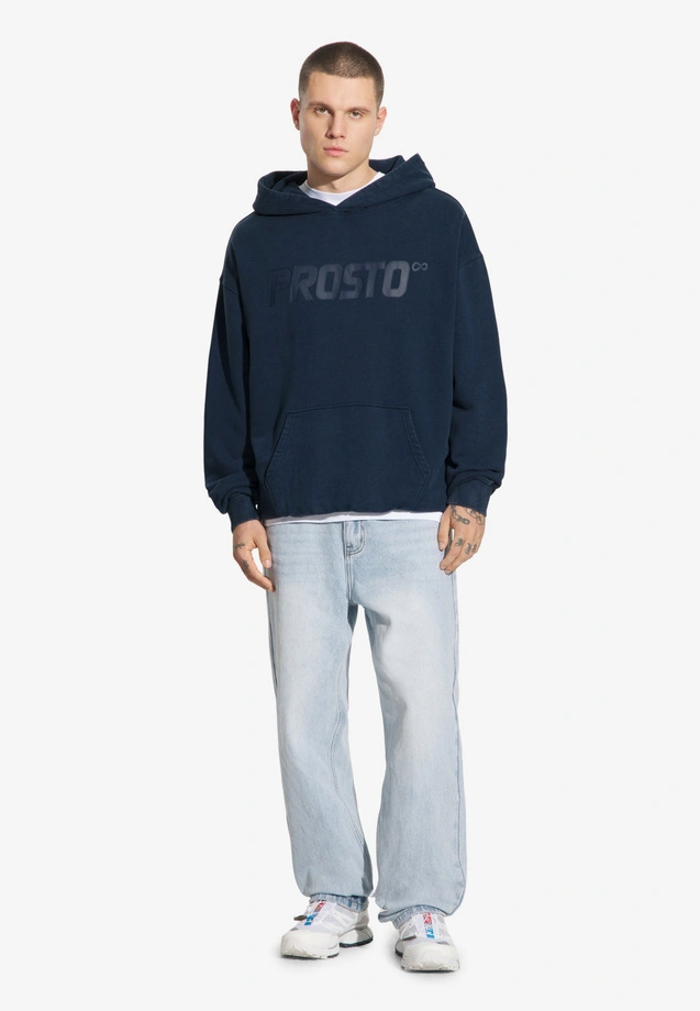 Bluza męska streetwear z kapturem Prosto Big Log granatowa