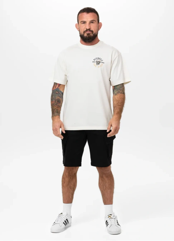 Koszulka męska T-Shirt oversize Pitbull Skull Logo Loose Fit biała