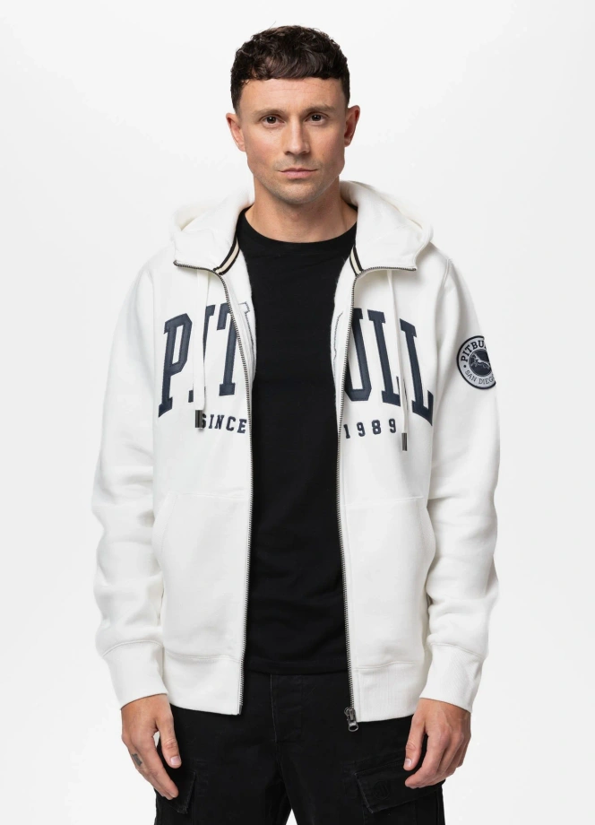 Bluza męska rozpinana z kapturem Pit Bull Norton off white biała
