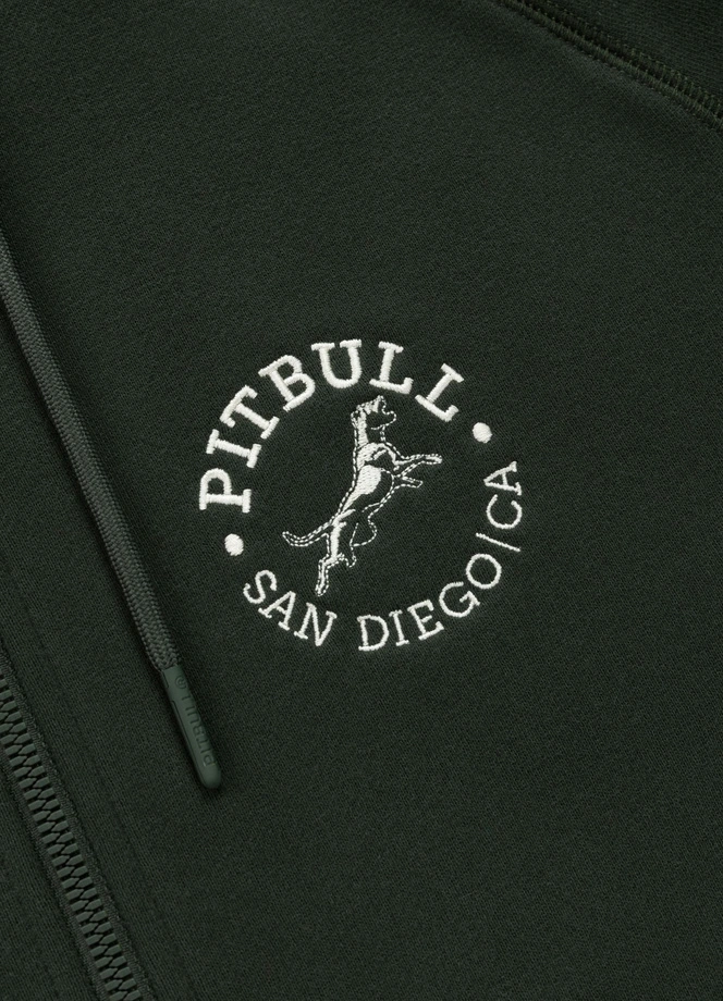 Bluza męska rozpinana z kapturem Pit Bull San Diego CA ciemno zielona