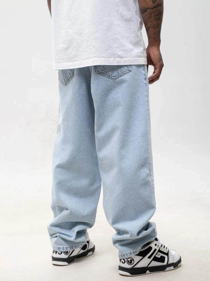 Spodnie męskie Jeans Super Baggy Jigga Wear New Outline Bleached niebieskie