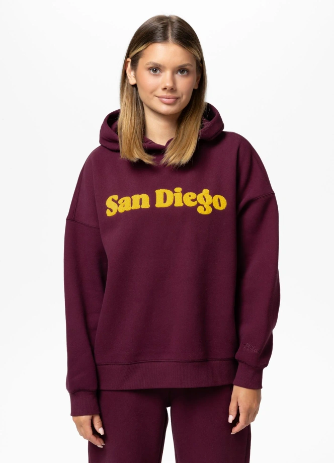Bluza damska z kapturem Pitbull Tulla San Diego bordowa