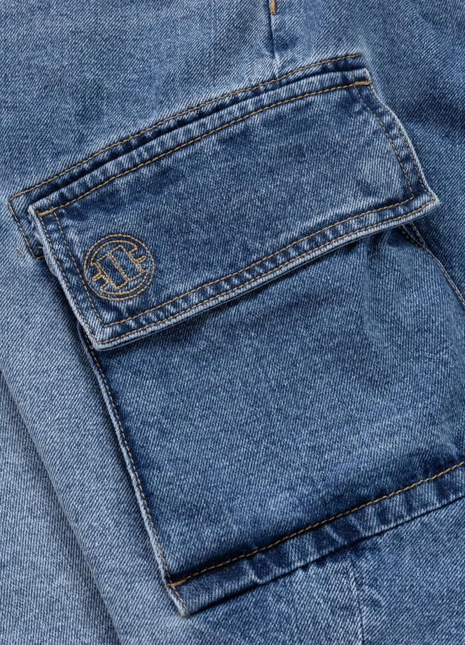 Spodenki szorty jeans bojówki męskie Pitbull Classic Wash Strandway niebieskie
