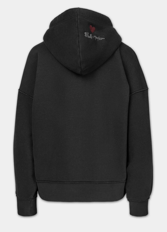 Bluza damska z kapturem Pitbull Washed Lovia Thick&Thin ciemno grafitowa