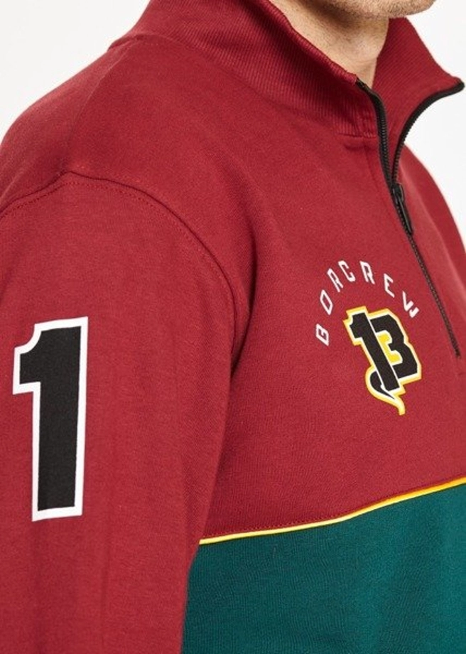 Bluza bez kaptura BOR B 13 stójka burgundy/green
