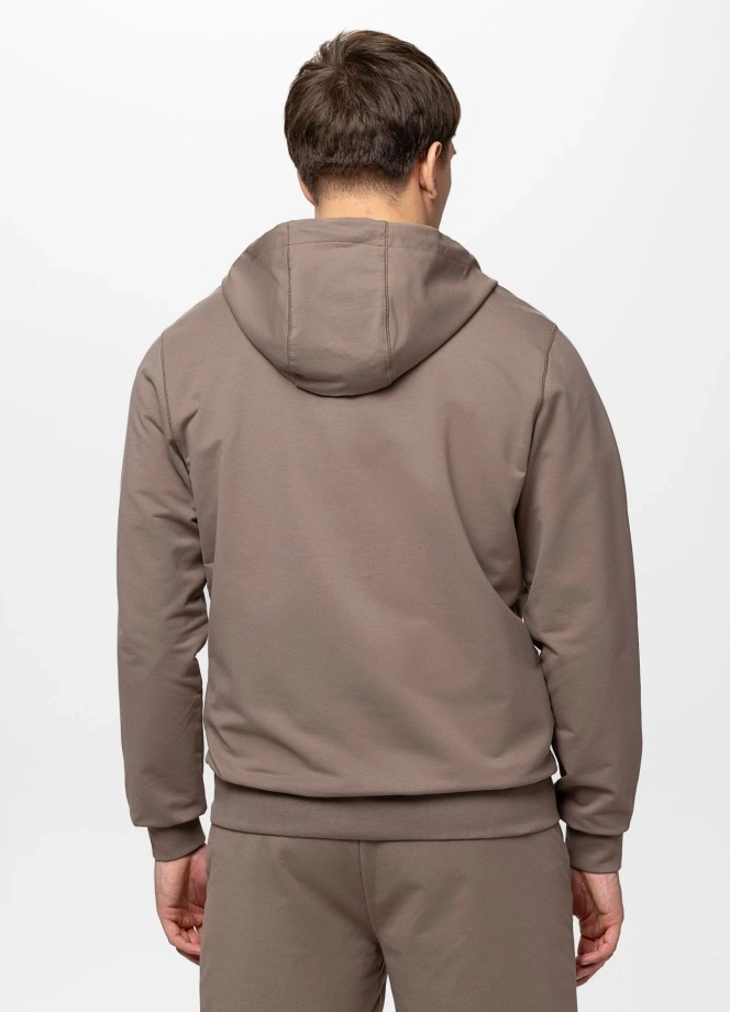 Bluza męska rozpinana z kapturem Pitbull Small Logo Nugget brązowa