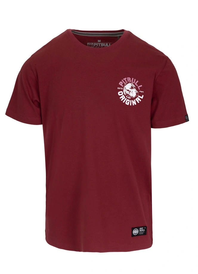 Koszulka męska T-Shirt Pit Bull Pitbull Dog SD bordowa