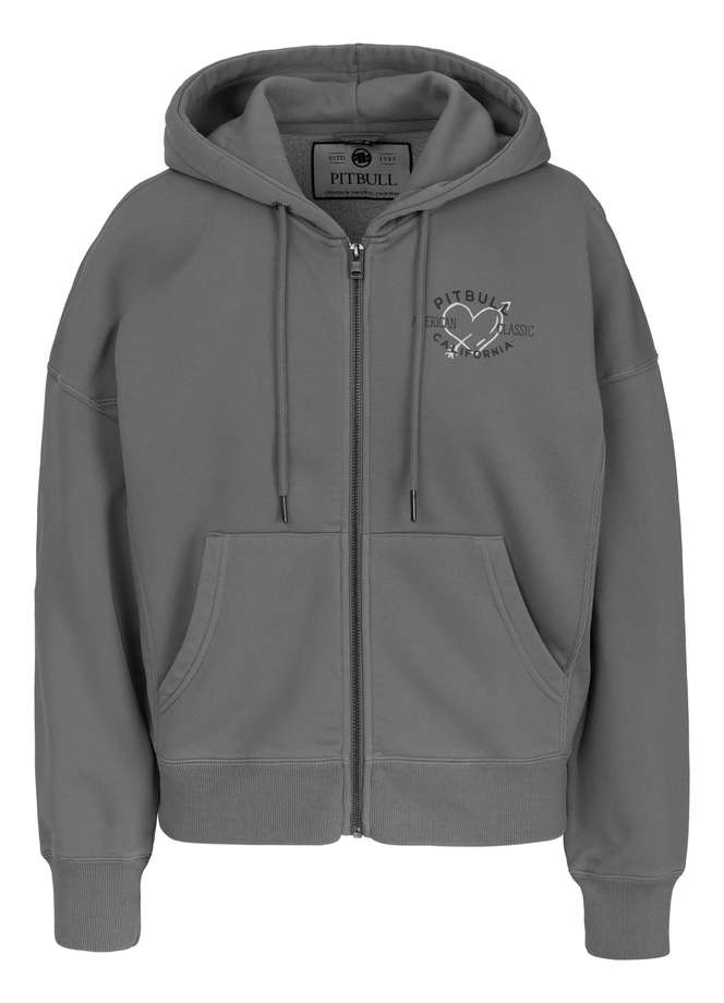 Bluza damska z kapturem Pitbull Manzanita Heart ZIP Washed szara