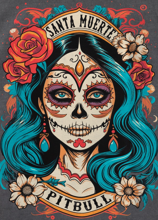 Koszulka damska T-shirt Pit Bull Santa Muerte 25 szara