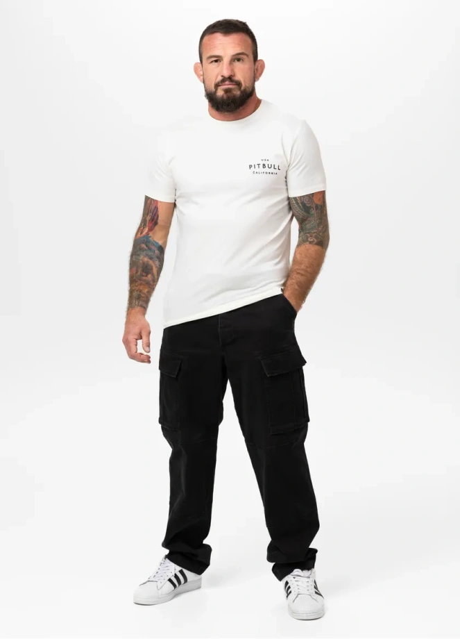 Koszulka męska T-Shirt Pit Bull Pitbull USA CAL Slim Fit biała