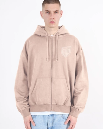 Bluza męska rozpinana z kapturem Prosto Shield beżowa