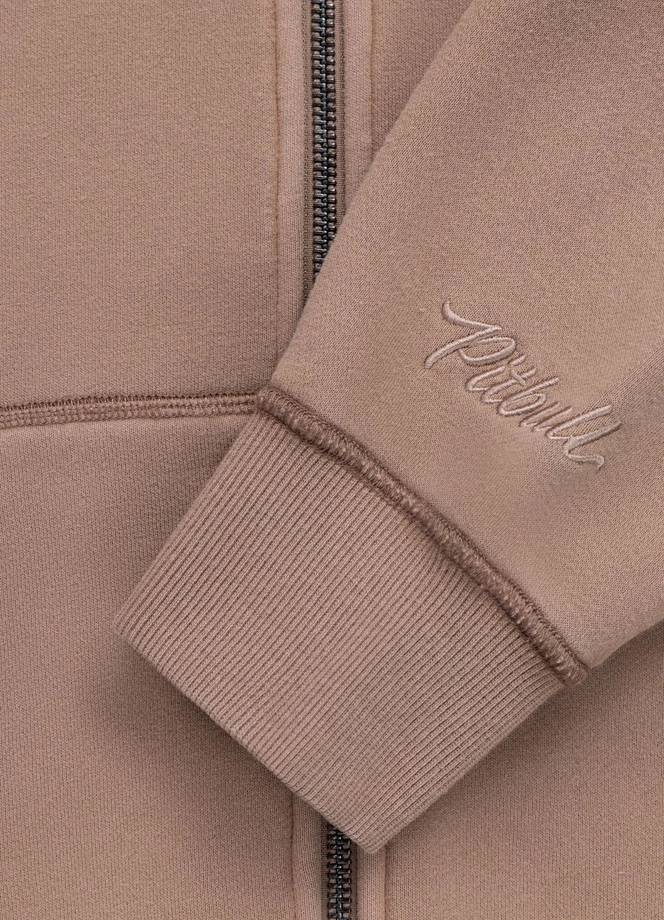 Bluza damska rozpinana z kapturem Pitbull Washed Skull Surf brązowa