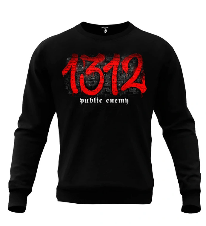 Bluza męska bez kaptura Public Enemy 1.3.1.2 black/red crewneck czarna