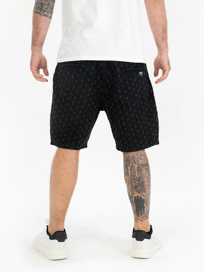 Spodenki szorty męskie jeans Jigga Wear Small Outline Crown Dots czarne