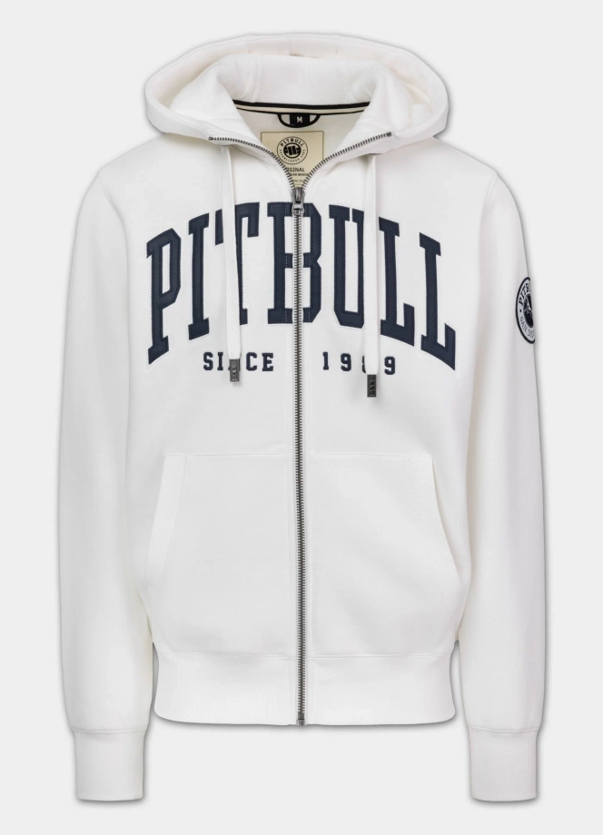 Bluza męska rozpinana z kapturem Pit Bull Norton off white biała