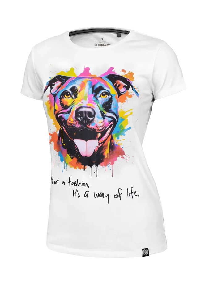 Koszulka t-shirt damski Pitbull Pit Bull Watercolor biała