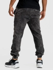 Spodnie męskie Jeans Jogger Jigga Wear Mini Haft Logo Washed sprane czarne