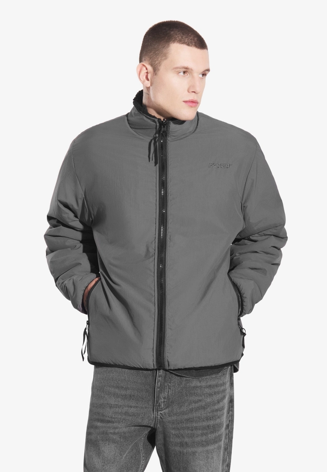 Kurtka męska dwustronna Prosto Sherpa Reverse szara/czarna