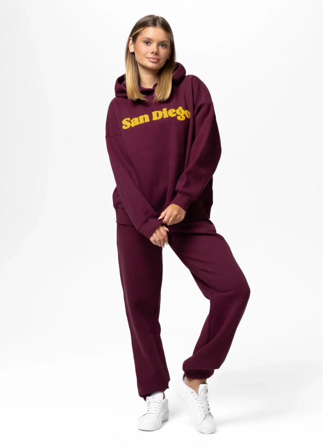 Bluza damska z kapturem Pitbull Tulla San Diego bordowa