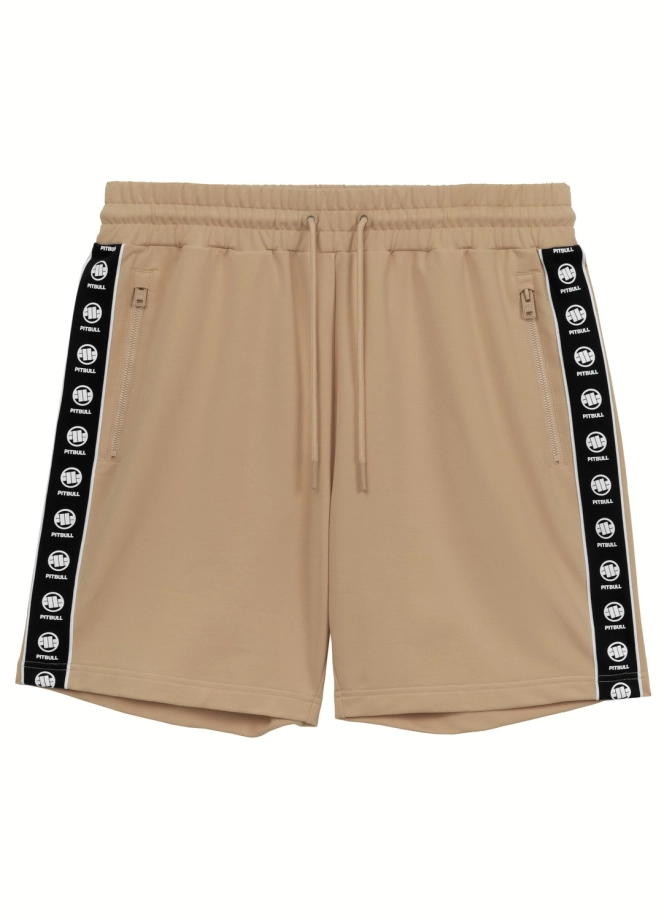 Komplet dresowy męski krótki Pitbull Pit Bull Tape Nugget beżowy