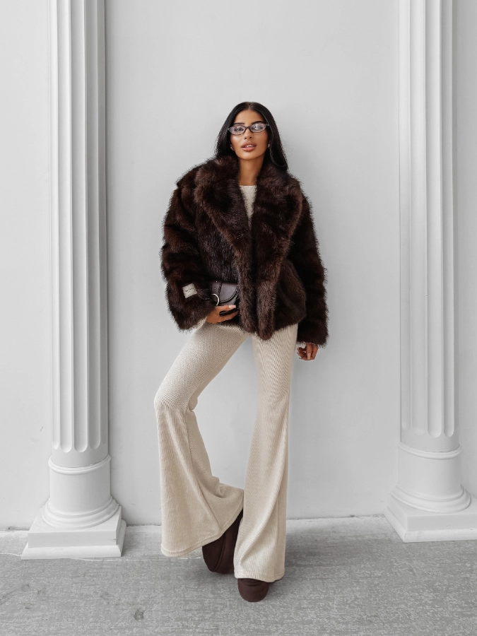 Kurtka futerko damskie Olavoga Cuar brązowa