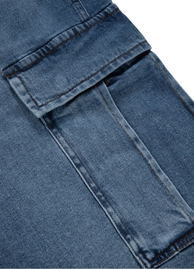 Spodenki szorty jeans bojówki męskie Pitbull Classic Wash Deerhorn jasno niebieskie