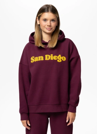 Bluza damska z kapturem Pitbull Tulla San Diego bordowa