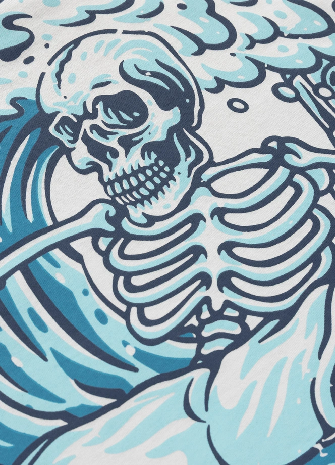 Koszulka męska T-Shirt Pit Bull Pitbull Skull Surf złamana biel