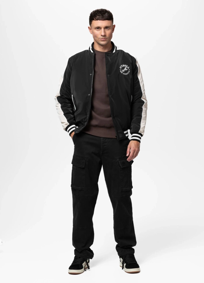 Kurtka męska przejściowa bejsbolówka Pit Bull Manolito czarno/biała