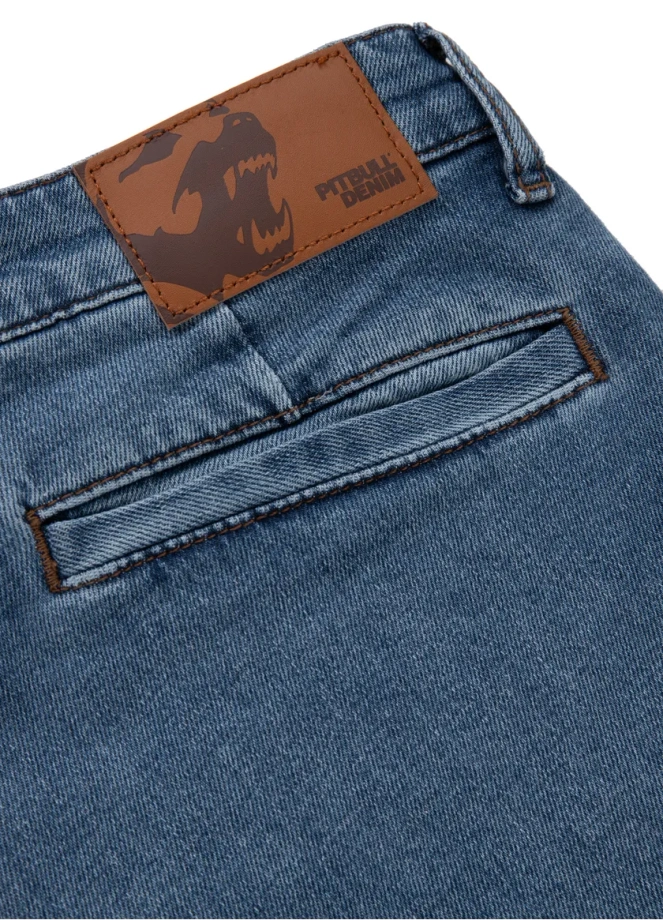 Spodenki szorty jeans bojówki męskie Pitbull Classic Wash Deerhorn jasno niebieskie