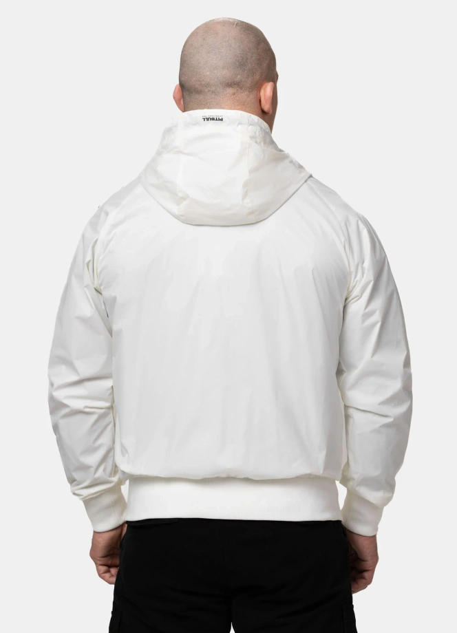 Kurtka męska wiosenna przejściowa Pit Bull Athletic Tape wiatrówka off white biała