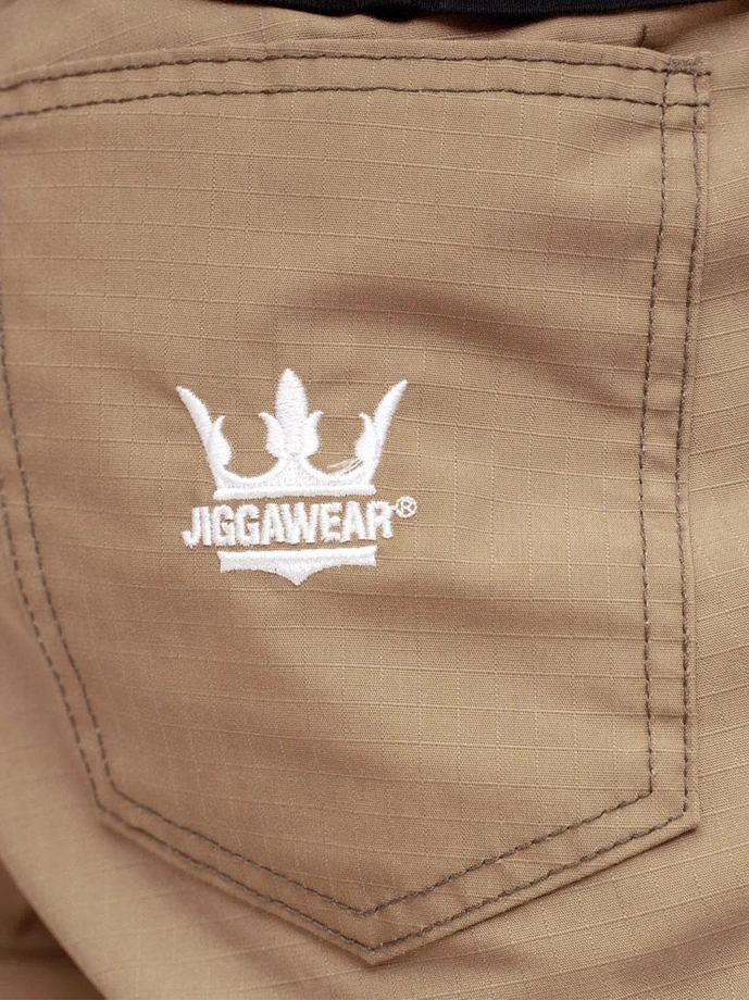 Spodnie męskie Materiałowe Jogger Bojówki Jigga Wear Crown Ripstop Cargo jasne beżowe