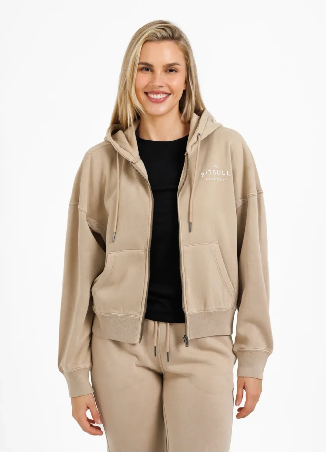Bluza damska Pit Bull Manzanita Pitbull hooded zip beżowa