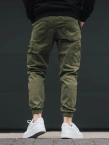 Spodnie męskie Materiałowe Jogger Bojówki Jigga Wear Stripe Zip Cargo zielone