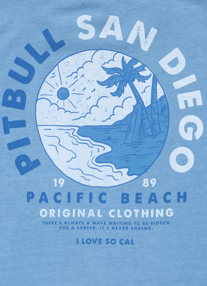 Koszulka damska T-shirt Pit Bull Planet Surf sprany niebieski