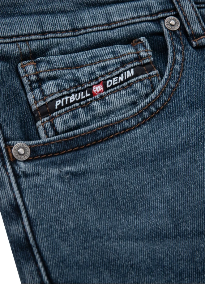 Spodenki szorty jeans męskie Pitbull Medium Wash Highlander niebieskie