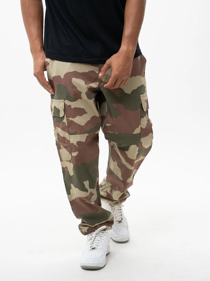 Spodnie Materiałowe Baggy Bojówki Jigga Wear Ripstop Military brązowo/zielone camo