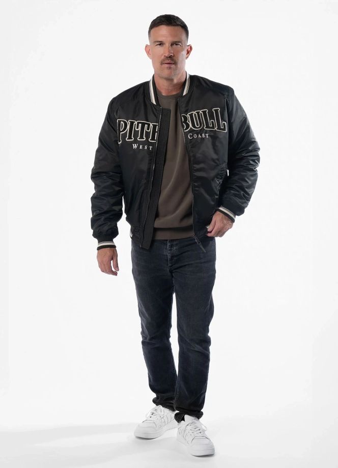 Kurtka męska przejściowa bejsbolówka Pit Bull Detroit czarna